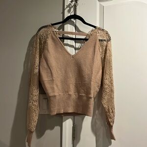 Cropped beige lace sweater